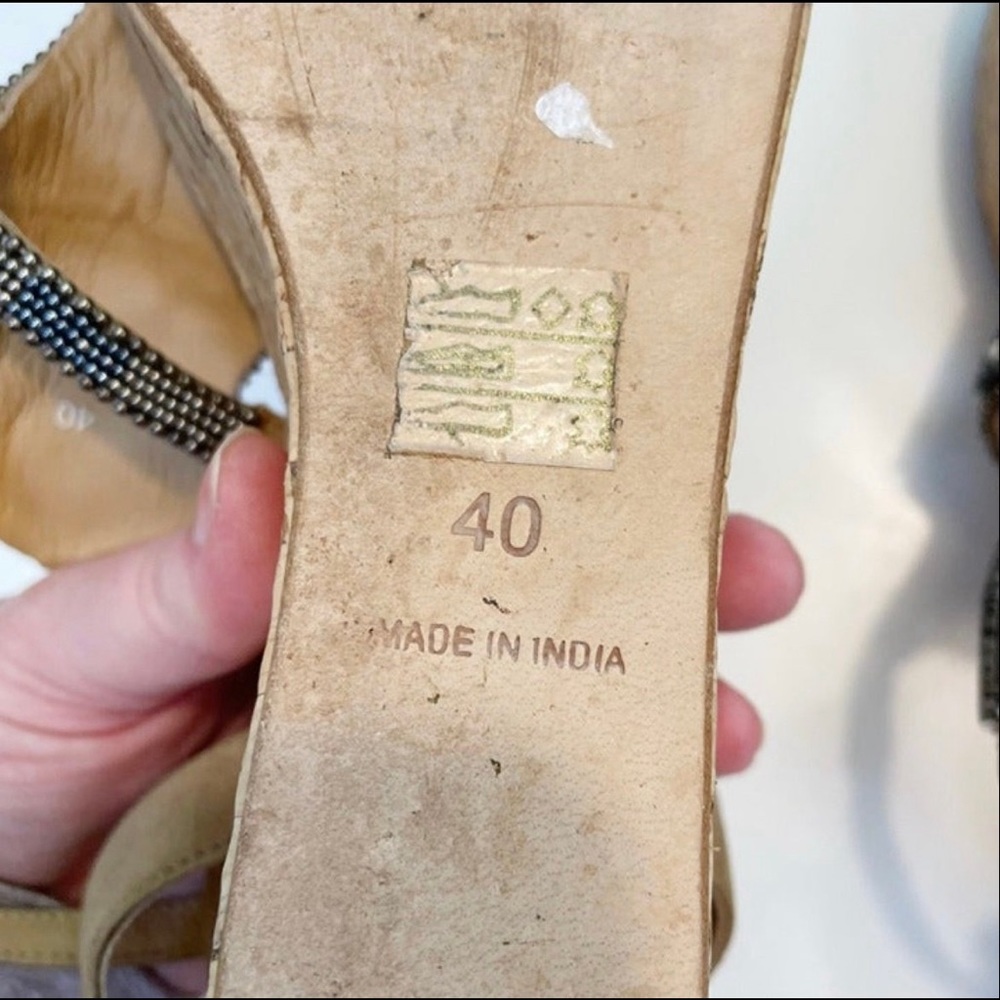Anthropologie Jacey Beaded Wedge Sandal, Size 9 - Picture 7 of 7